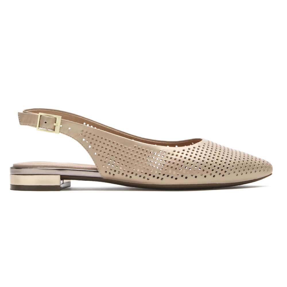 Rockport Lägenheter Skor Dam Beige - Total Motion Adelyn Slingback - NQSYK4087